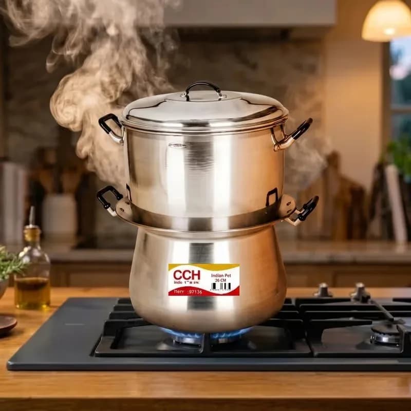 CCH Thai Style Steaming Pot — compact two-piece aluminum steamer with tapered base